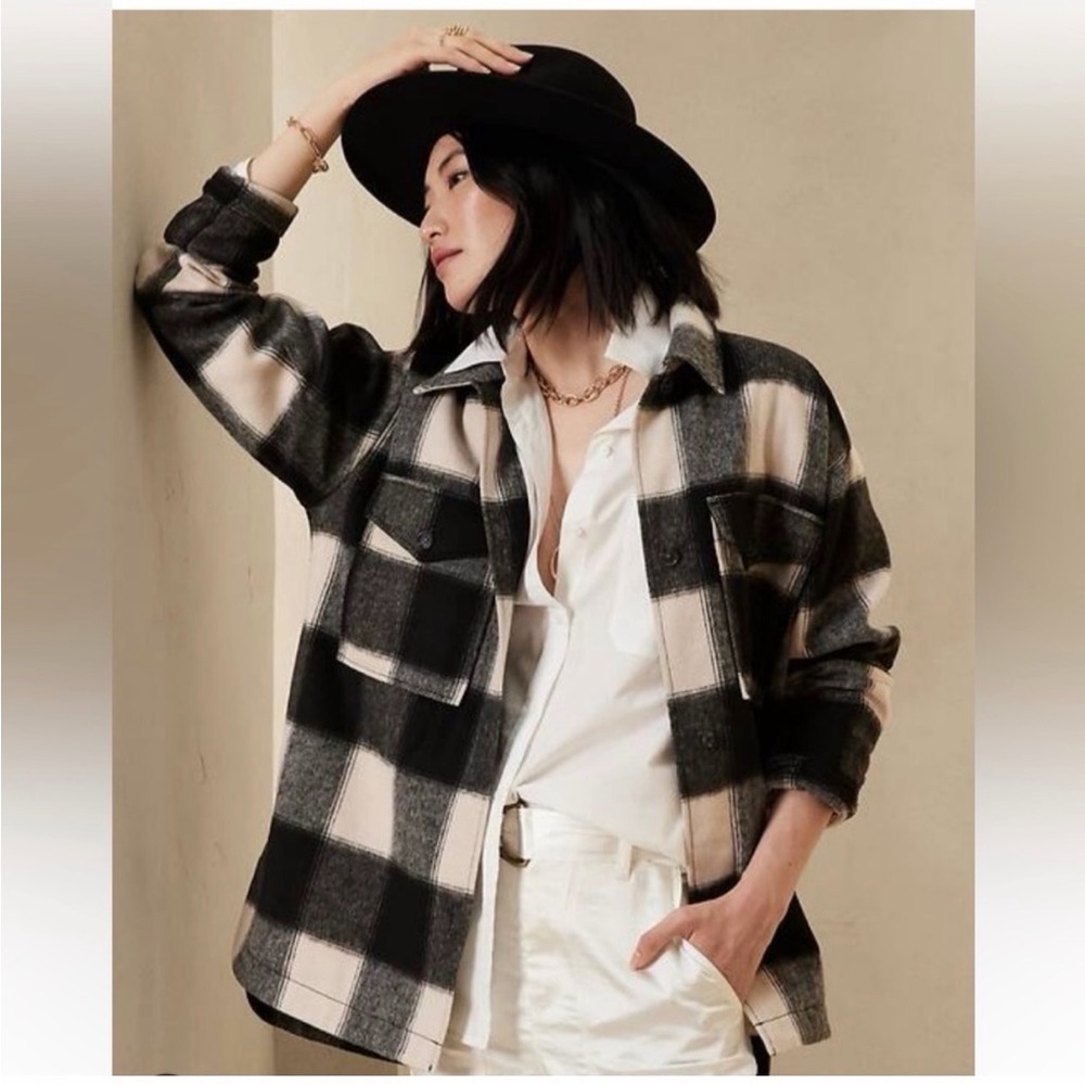 Banana Republic Black and White Plaid Jacket